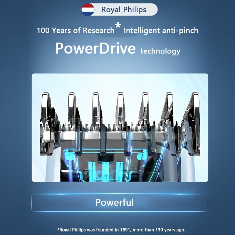 Hairclipper Series 3000 Deep Blue Steel Blades 7-Speed Length Settings PowerDrive Type-C Charging Accessories