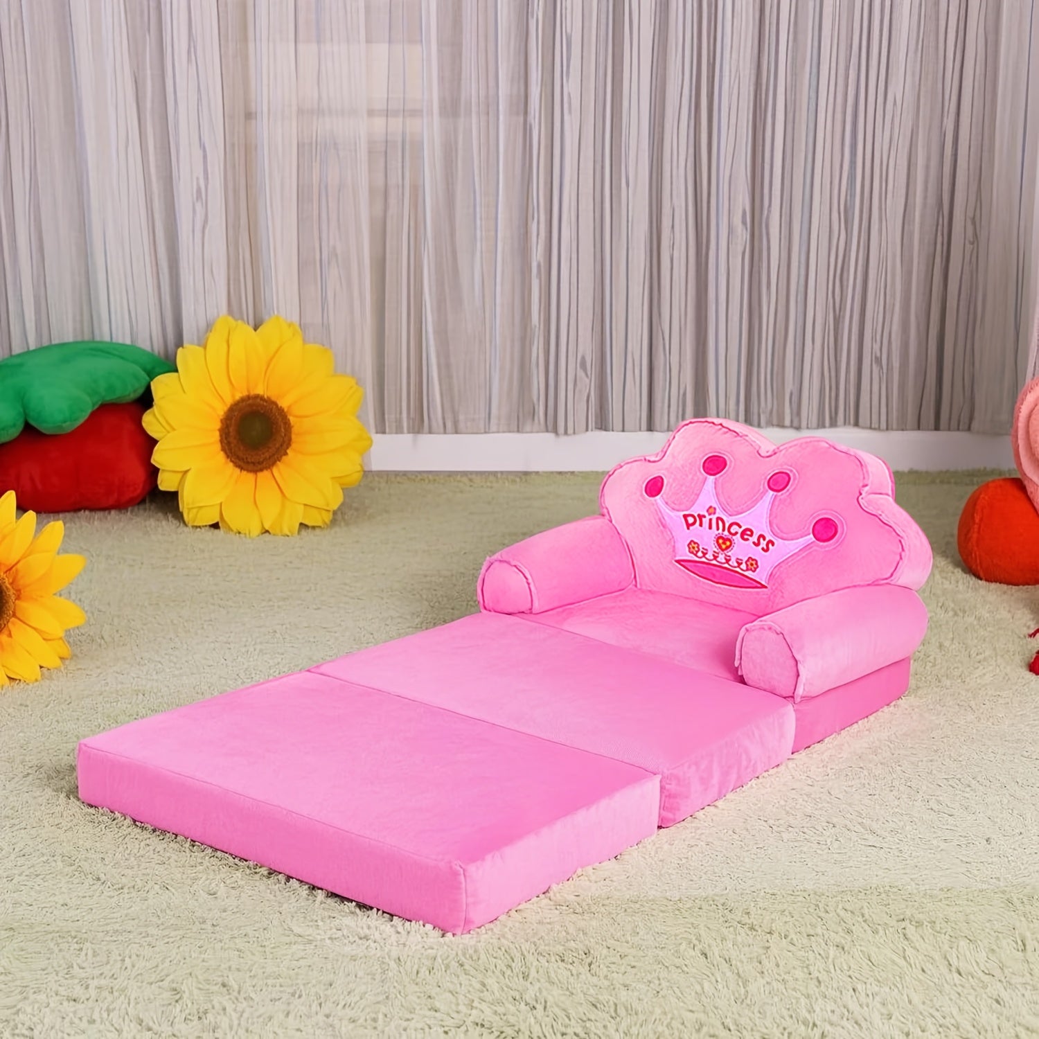 Foldable Princess Themed Sofa Bed Ergonomic Design No Electricity Mixed Color Storage Under 3.2 Cu Ft