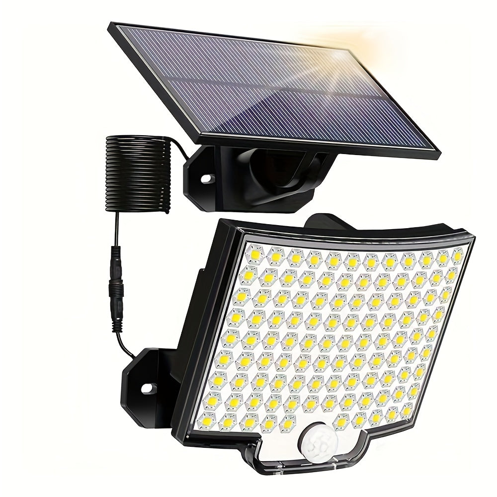 Solar-Powered Outdoor Motion Sensor Light with 106 LEDs Wide-Angle Weatherproof Garage Garden
