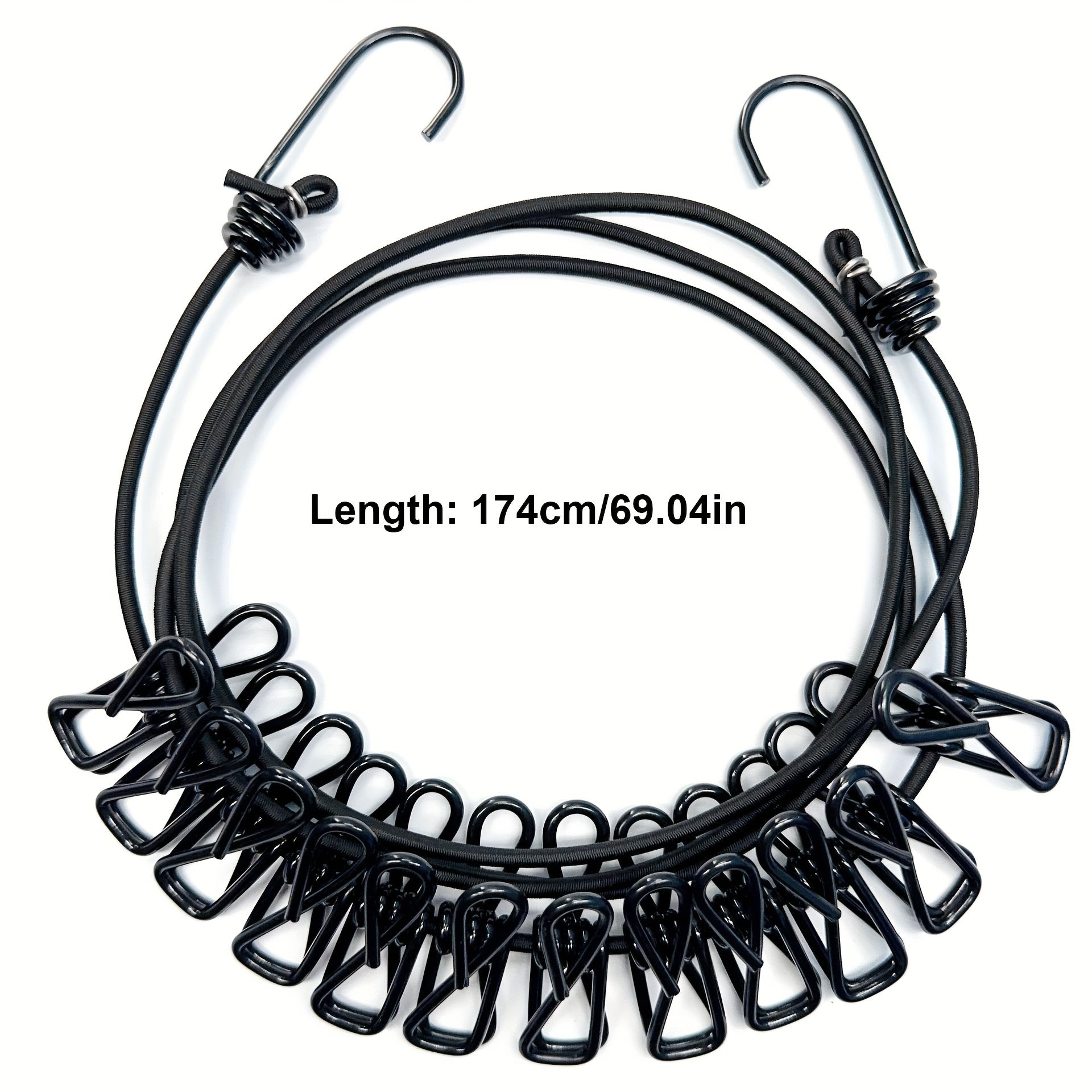 Retractable Clothesline with 12 Plastic Clips for Outdoor Laundry Drying