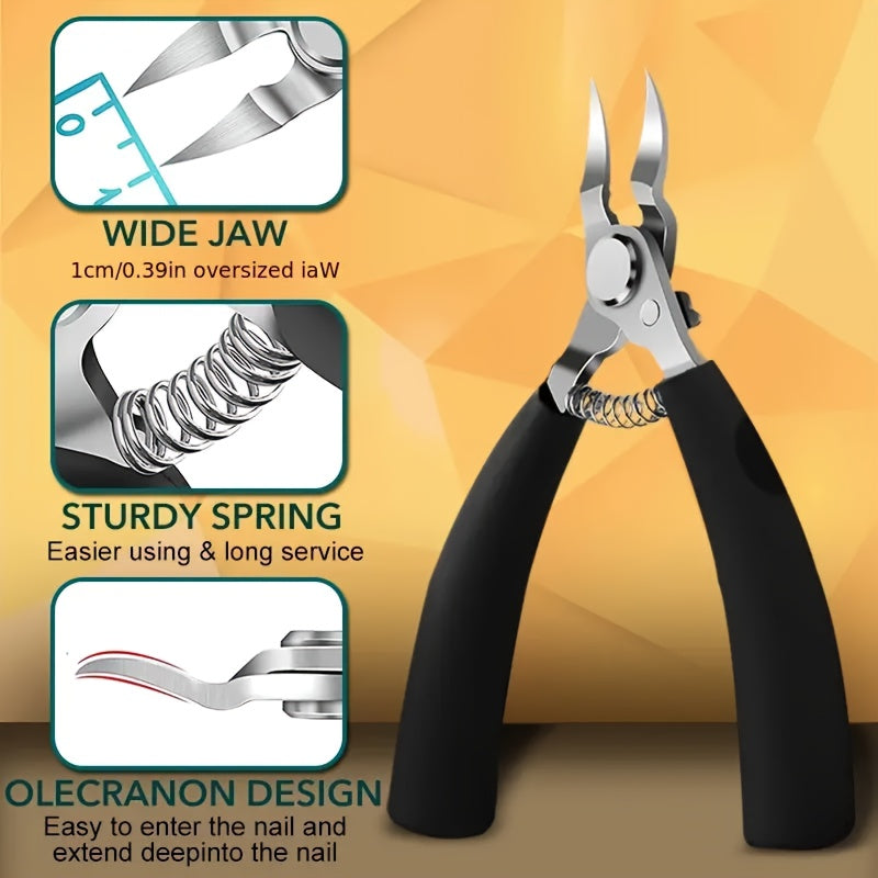Stainless Steel Toenail Clippers for Thick Nails, Curved Blade, Professional