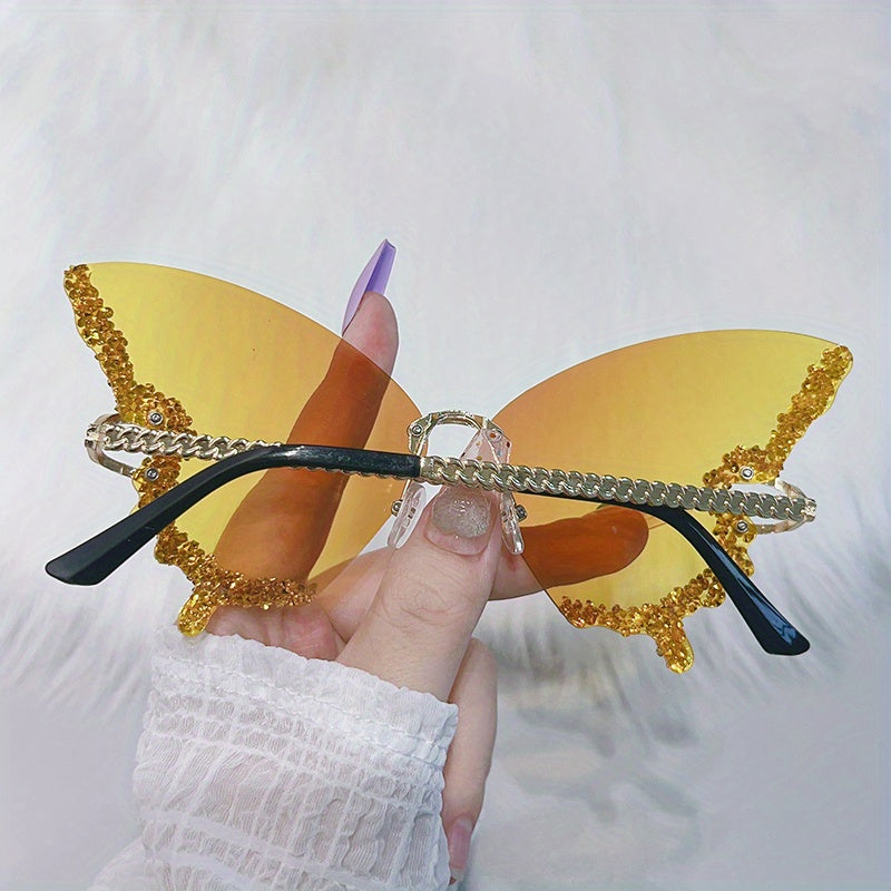 Ayollarlar uchun kelebek shaklidagi moda ko‘zoynaklar, rhinestones va gradient linzalari bilan