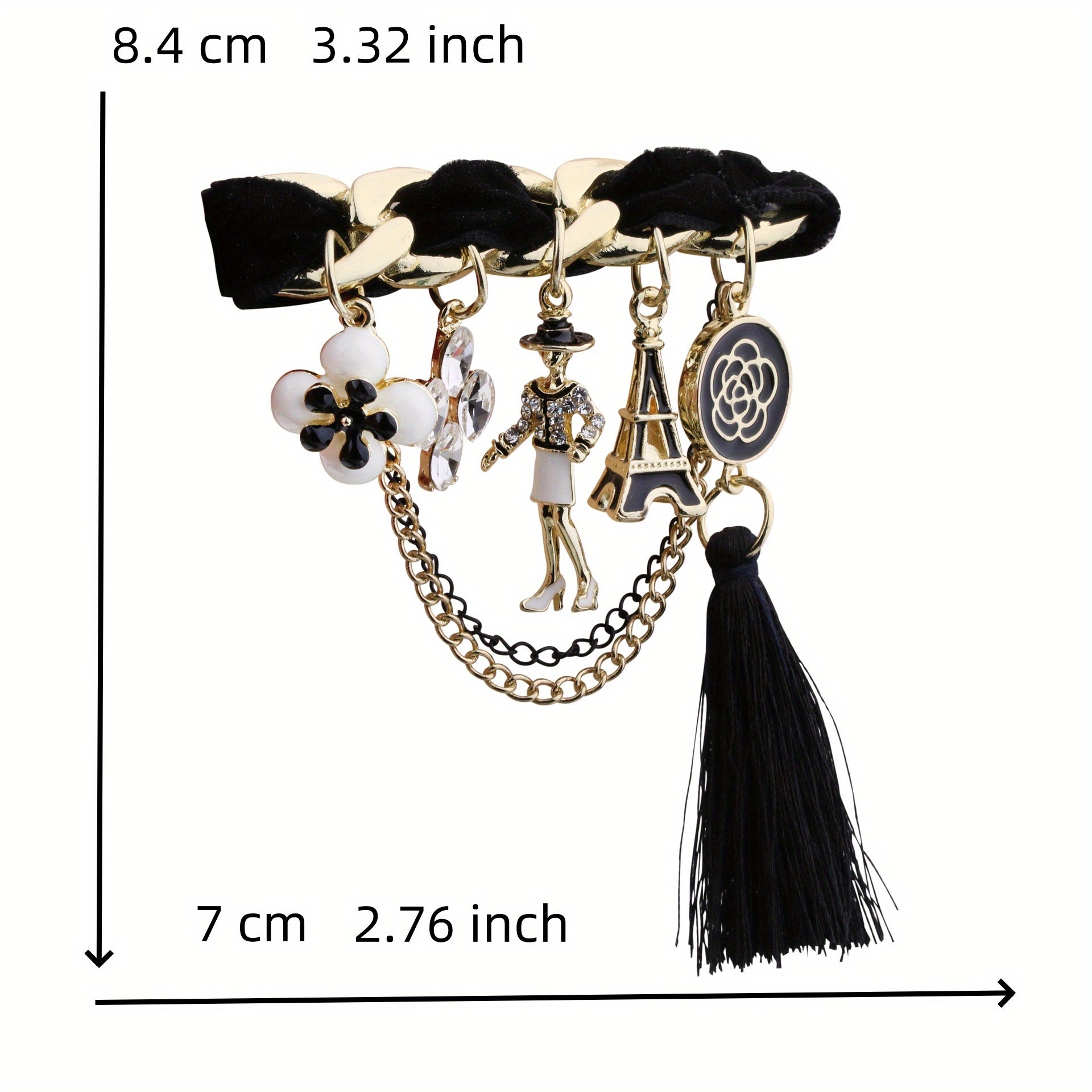 Korean Style Brooch Badge Rhinestones Enamel Flowers Tassel Chain Women Men Suit Accessories