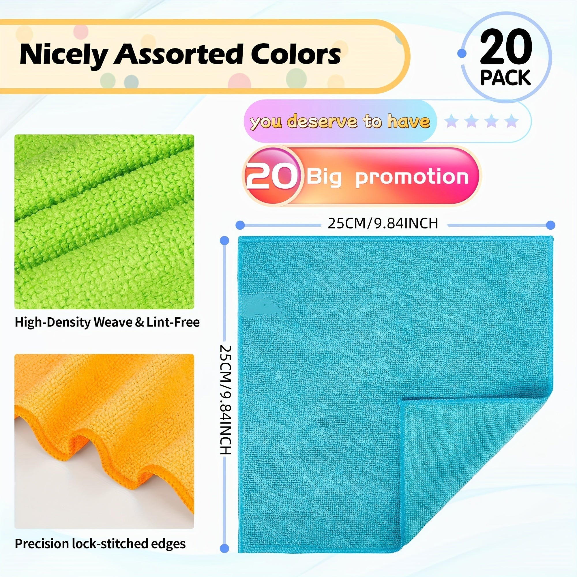 Microfiber Cleaning Cloths Set 40 Pieces Kitchen and Household Rags in Assorted Colors
