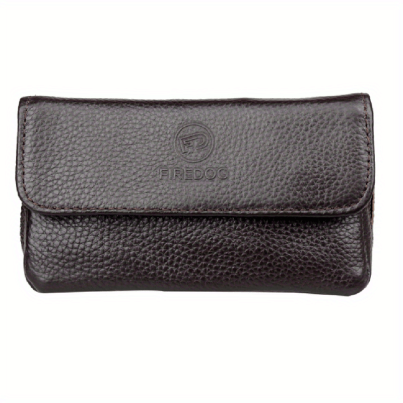Leather Pipe Pouch Case with Zipper Organizer for 2 Tobacco Pipes