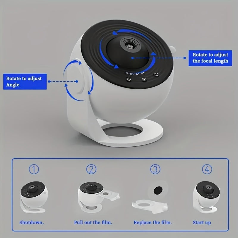 Indoor Rotating Galaxy Starry Sky Projection Light with 12 Films for Bedroom Atmosphere