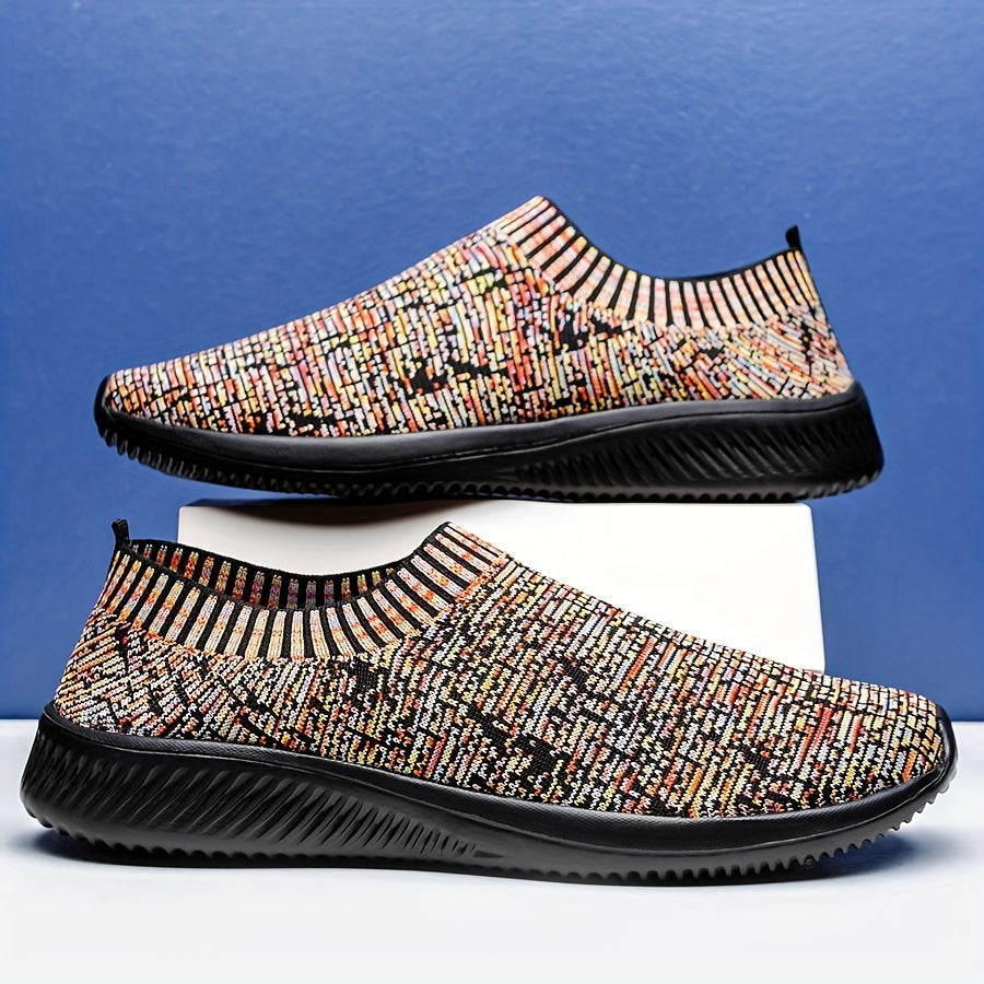 Men's Plus Size Breathable Knit Sneakers with Non-Slip EVA Sole for Casual and Outdoor Wear