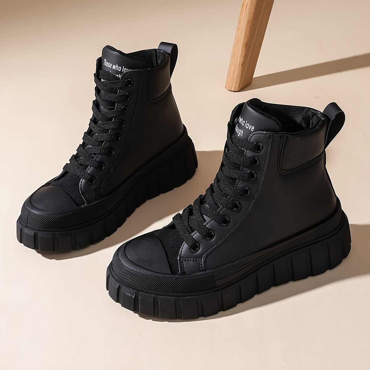 Women's Casual Black Thick Sole High Top Sneakers
