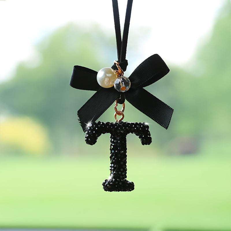 Декоративный кристальный алфавит вешалка с бантом и искусственной жемчужиной