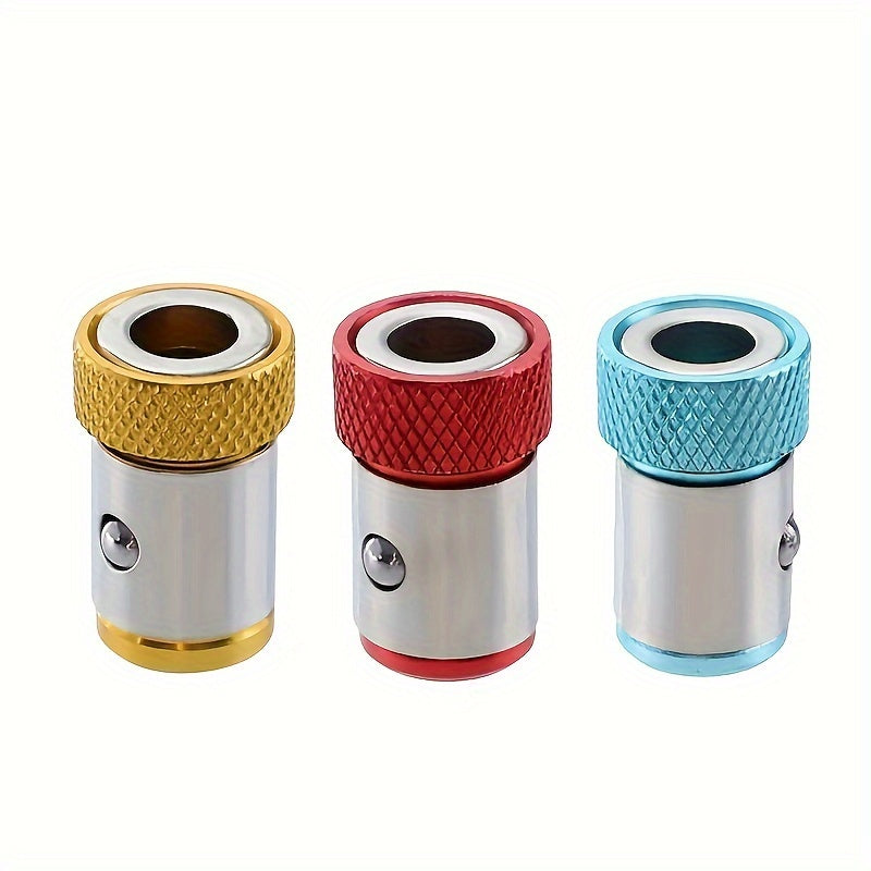 3-Piece Alloy Magnetic Screwdriver Bit Holder Set Scratch Resistant Strong Magnet Red Yellow Blue