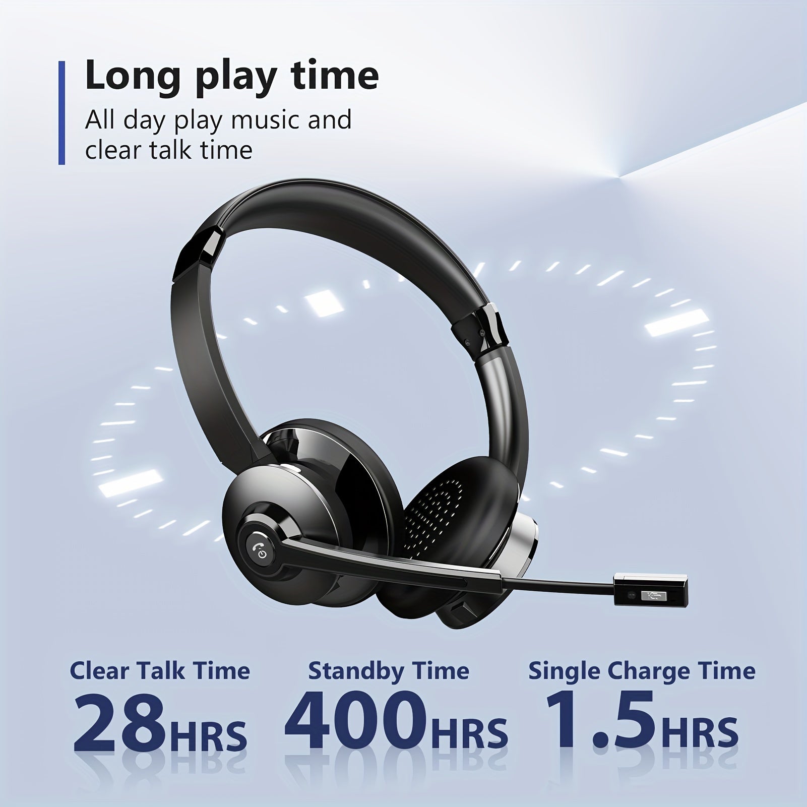 Wireless Over-Ear Headphones with AI Noise Canceling and Long Battery Life