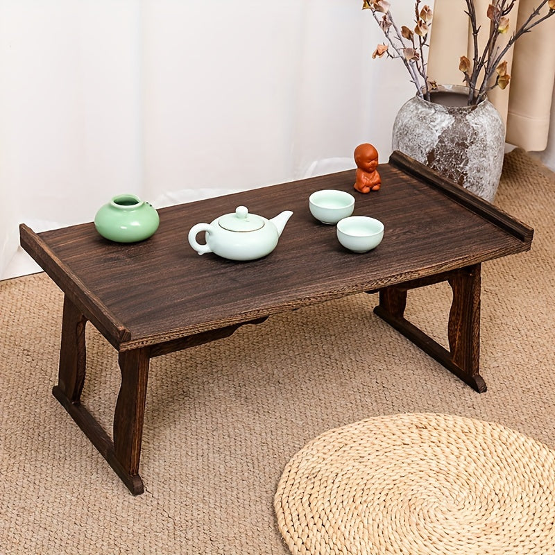 Mesa baja de inspiración japonesa con patas plegables, madera de paulownia duradera para meditación y café