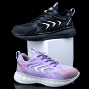 Women's Anti-Slip Breathable Fabric Work Sneakers Rubber Sole Casual Shoes Black Lavender
