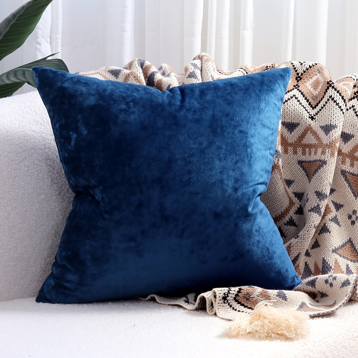 Velvet Throw Pillow Cover with Speckled Texture for Sofa and Bed 100% Polyester