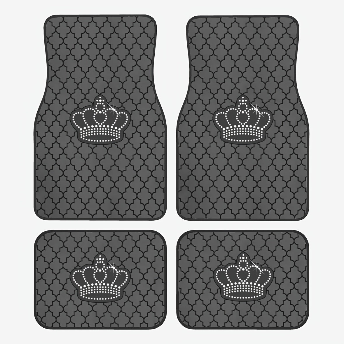 Black Geometric Pattern Car Floor Mats Set Universal Fit for Cars Trucks SUVs