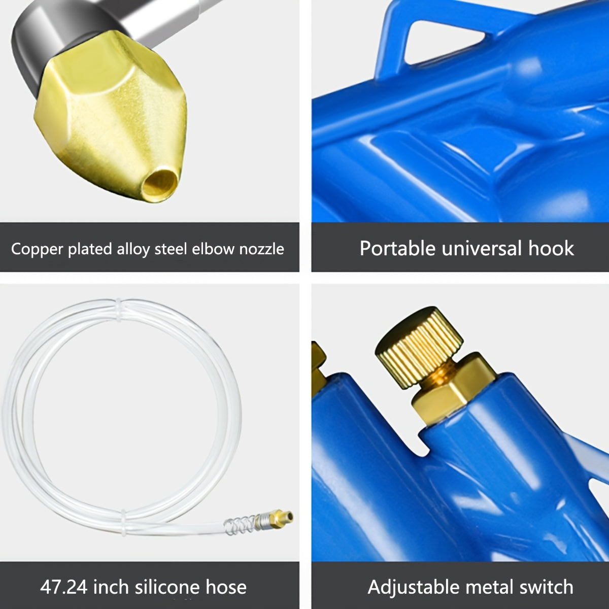 Pistola de aire de acero inoxidable con manguera de 4 pies para limpieza neumática