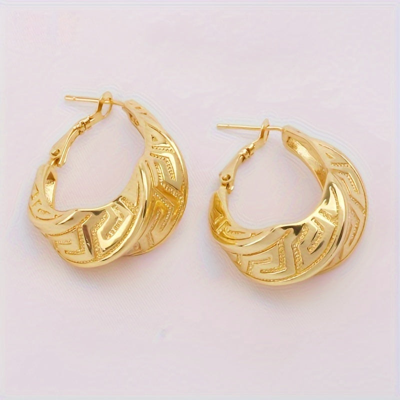 5-Piece Jewelry Set Gold Plated Copper Necklace Earrings Ring for Weddings and Parties