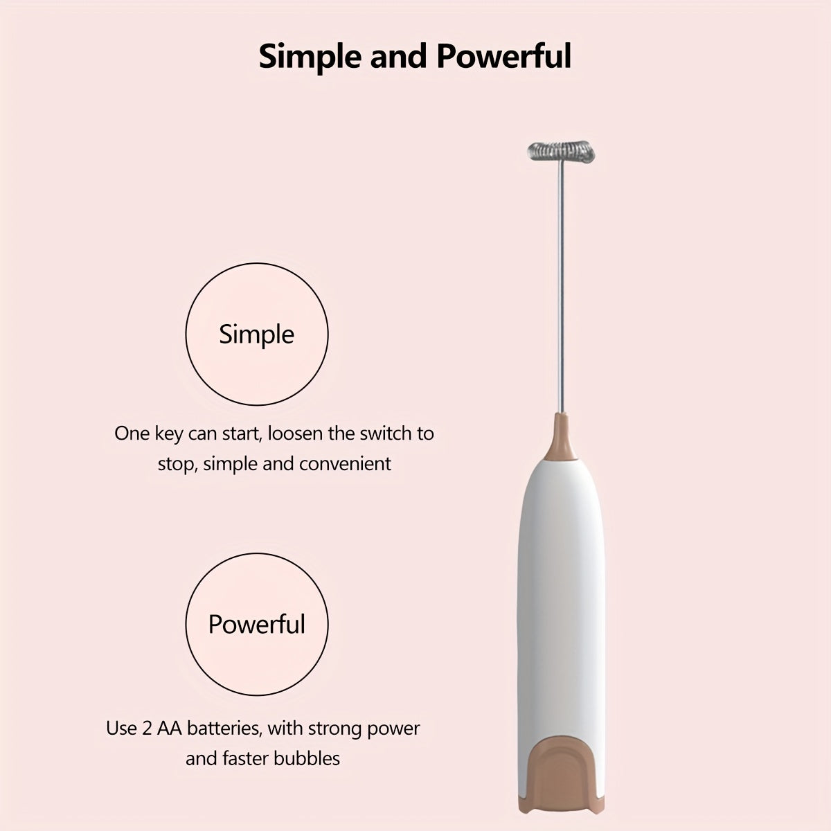 Electric Milk Frother Plastic Drink Foamer Whisk Mixer 1000RPM Battery Powered