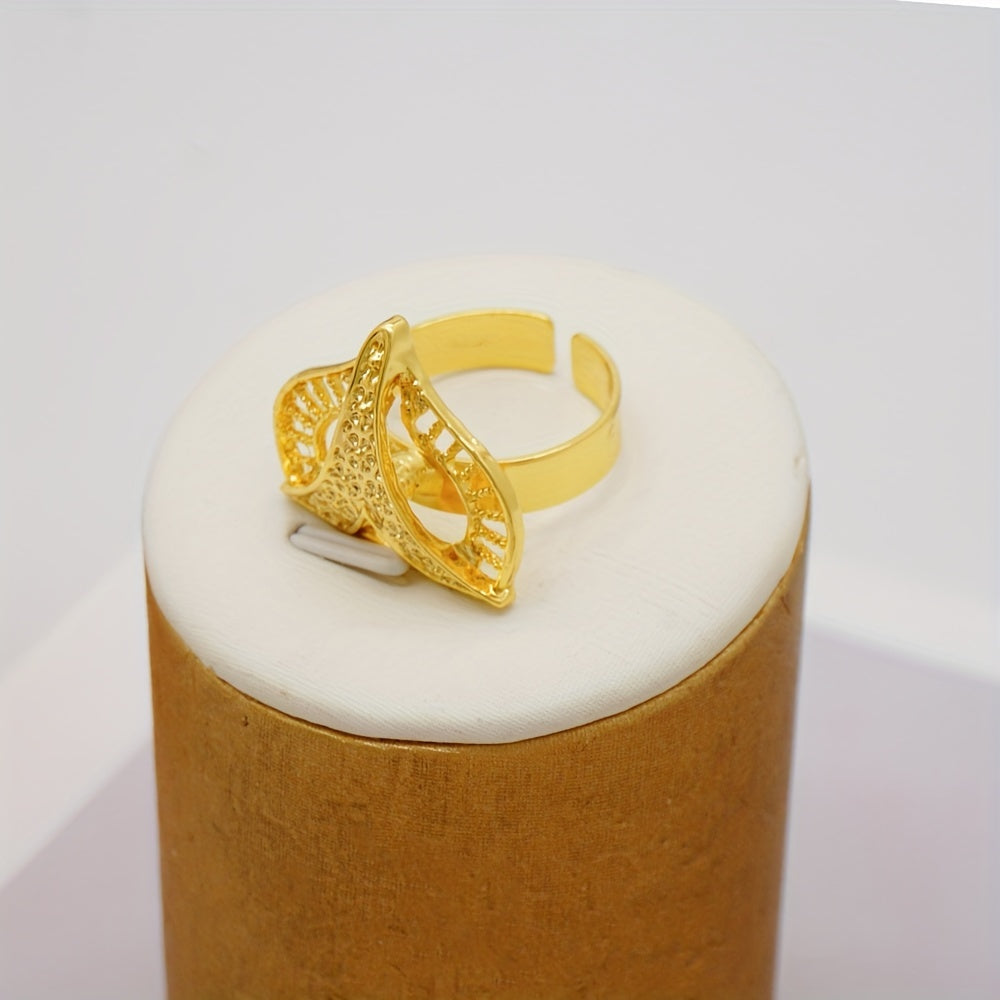 Luxury Gold Indian-Inspired Jewelry Set with Necklace Earrings and Ring for Weddings and Daily Wear