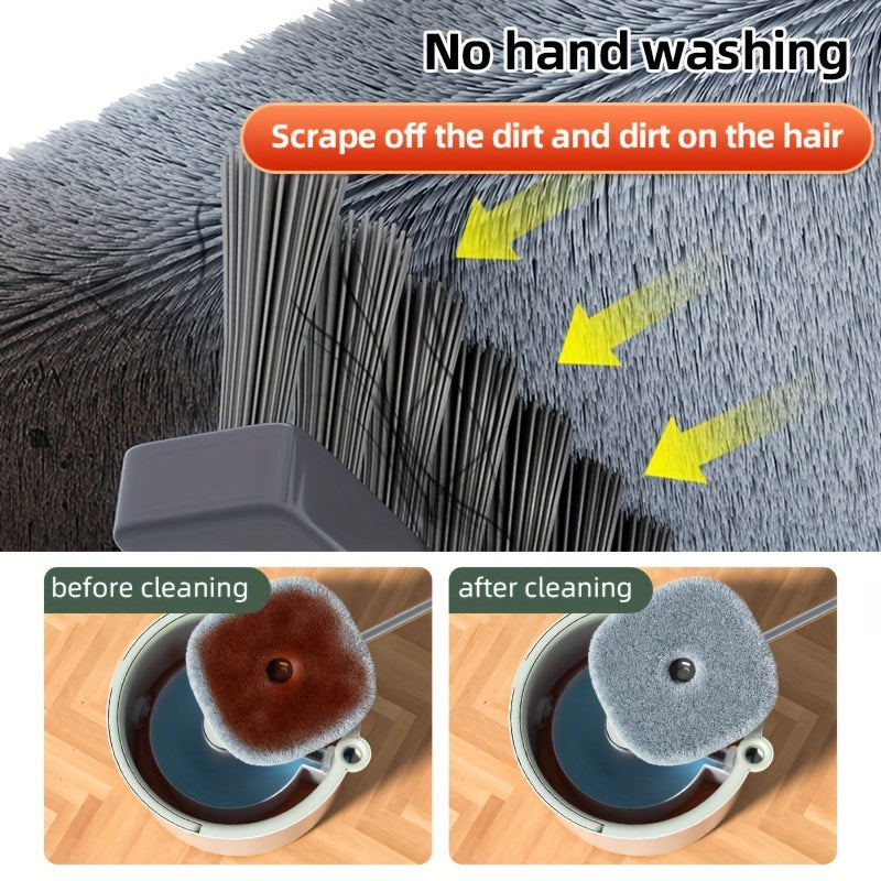 Комплект для уборки «всё в одном» с белой и зелёной шваброй и ведром, 3 запасных насадки