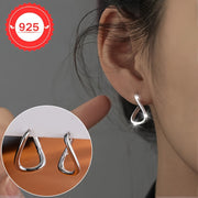 Sterling Silver Square Geometric Hoop Earrings Minimalist Irregular Style for Women