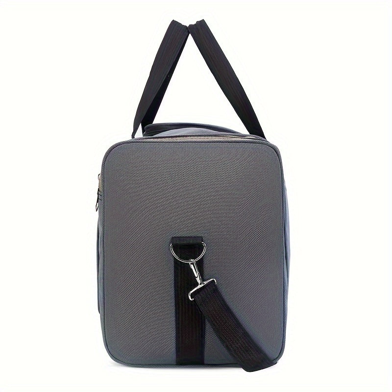 Large Capacity Nylon Travel Bag Black with Zipper Closure and Adjustable Shoulder Strap