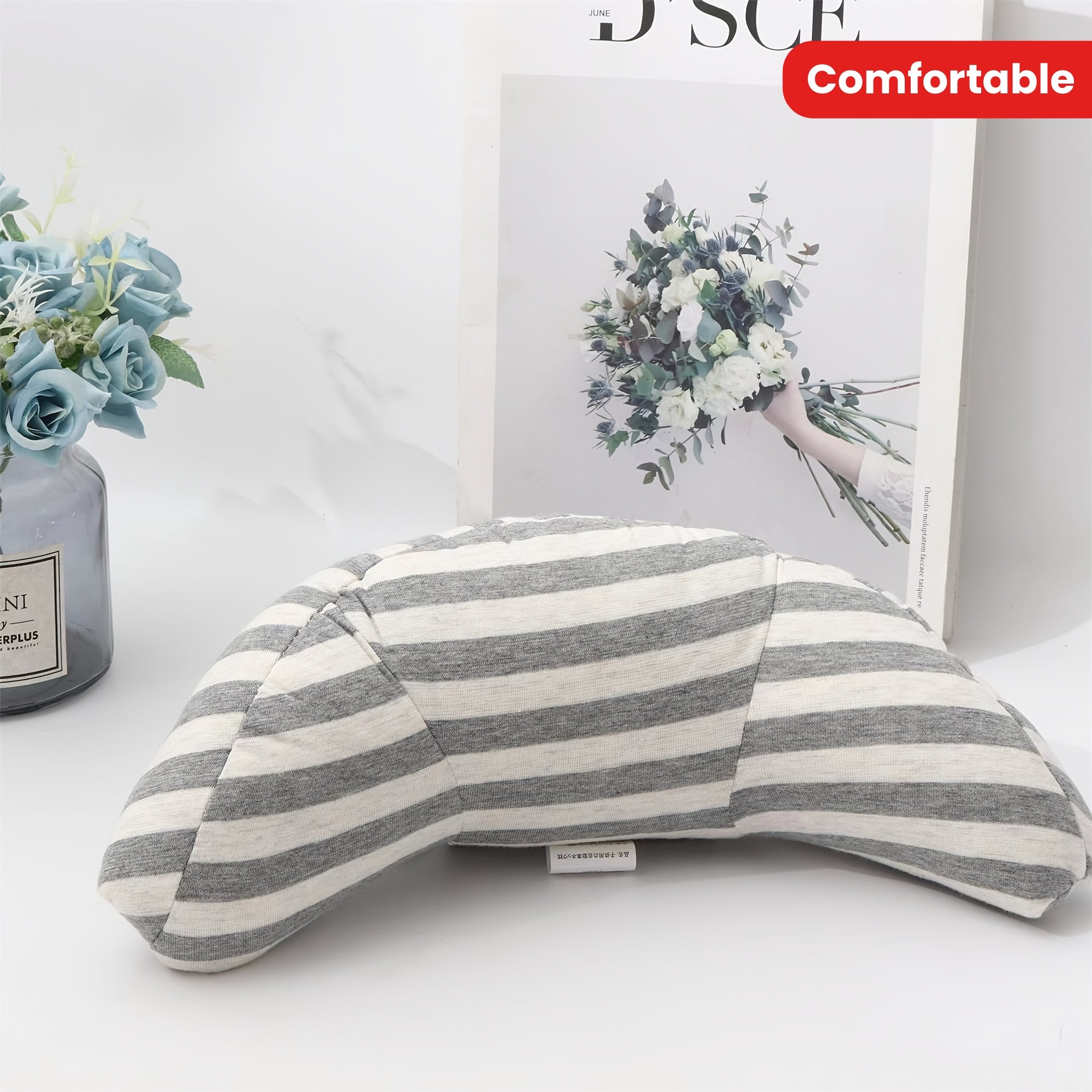 Children's Grey Neck Support Cushion for Car Seat Belts and Travel