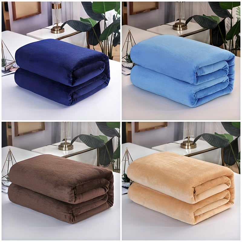 Ultra-Soft Flannel Blanket Solid Color Cozy Plush Bedding Cover for Couch Bed