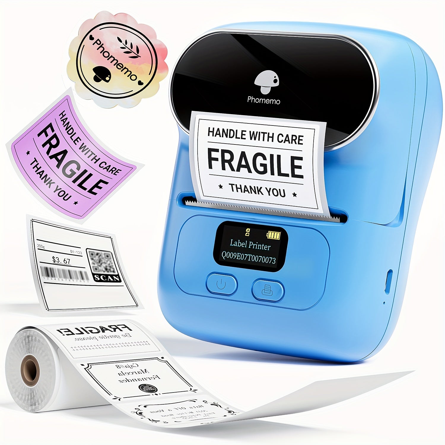 Thermal Label Printer Portable Wireless for Product Address Small Business DIY