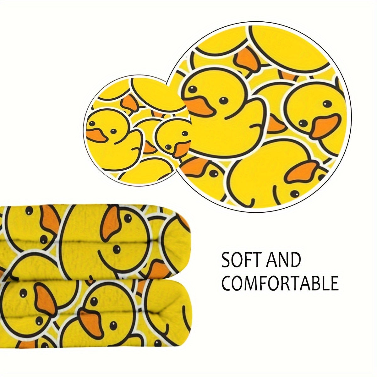 Yellow Duck Print Throw Blanket with Animal Theme, All-Season Polyester Knit, Lightweight and Soft