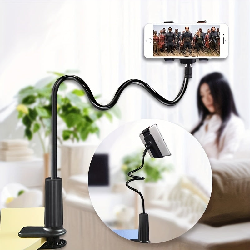 360° Rotating Phone and Tablet Holder Stand with Gooseneck Clamp and Spiral Base