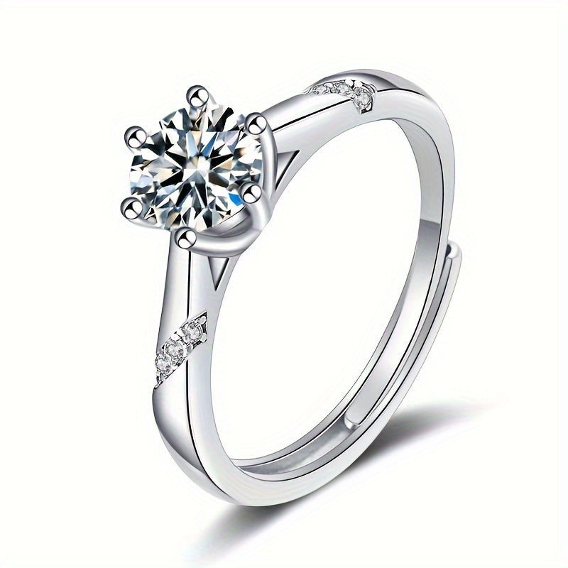 Silver Moissanite Ring for Women Solitaire Engagement Anniversary 6 Prongs