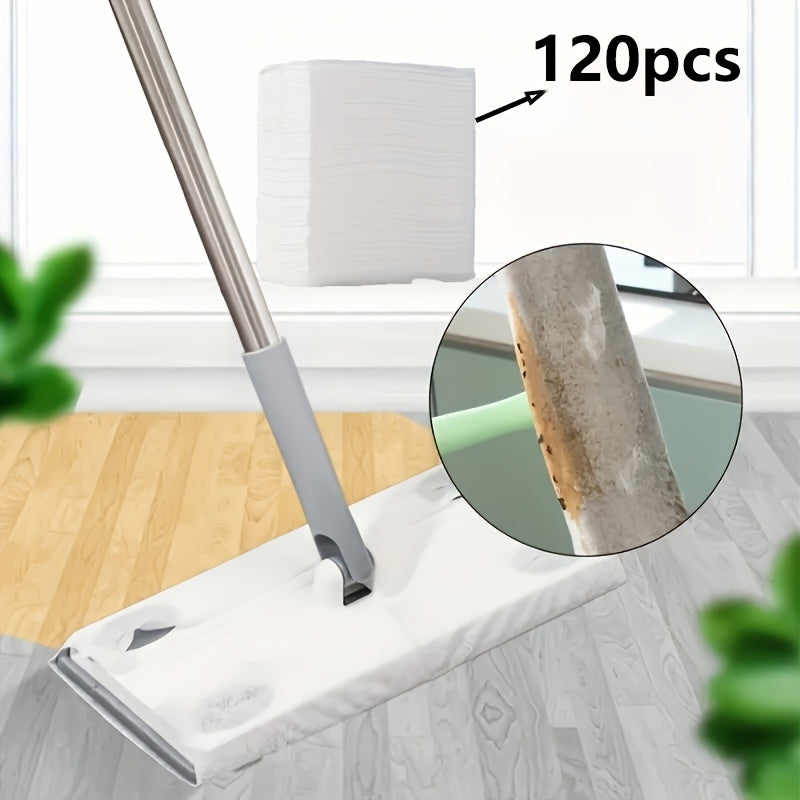 120 Disposable Mop Pads for Multi-Surface Cleaning, Wringable, Hole-Free