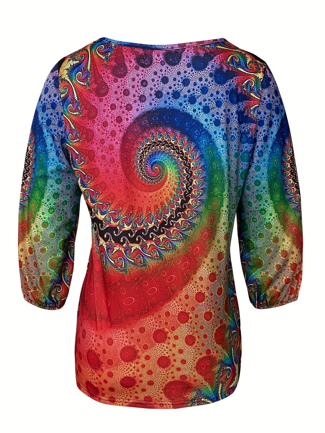 Plus Size Women Oversized Paisley Print Vacation Top for Casual Wear