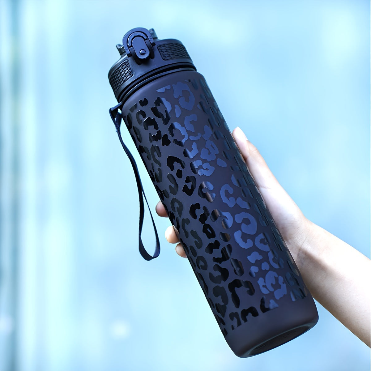 32oz Leopard Print Gradient Water Bottle BPA-Free for Hiking Camping Fitness