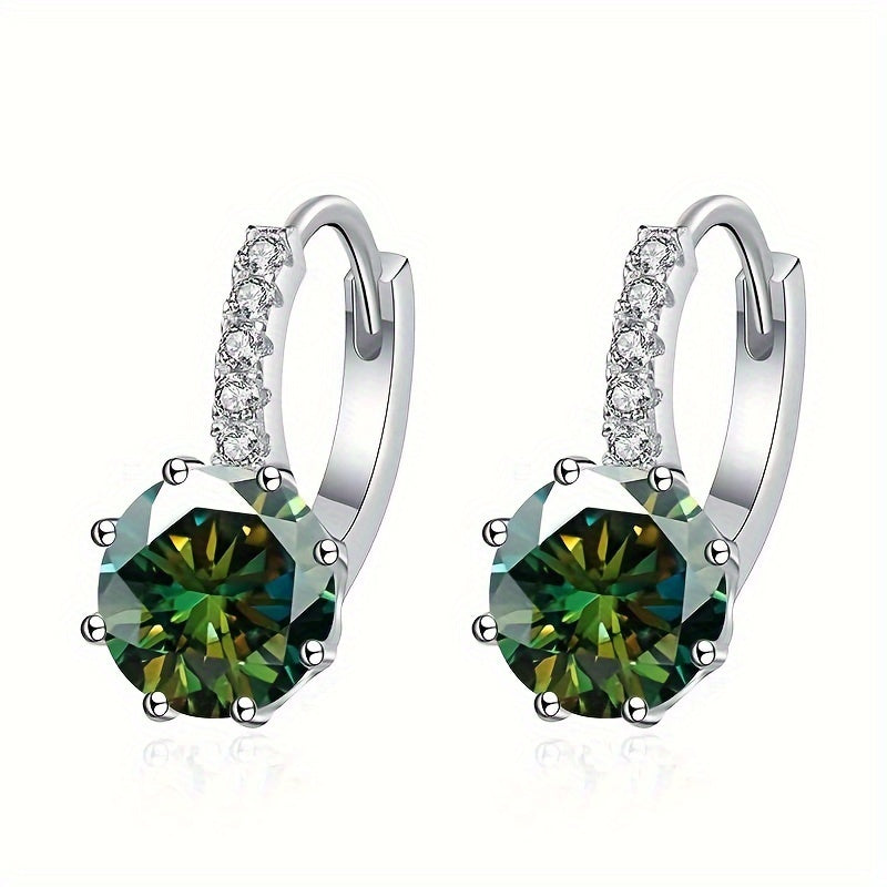 Women’s Moissanite Hoop Earrings 8mm Sterling Silver Huggie Jewelry