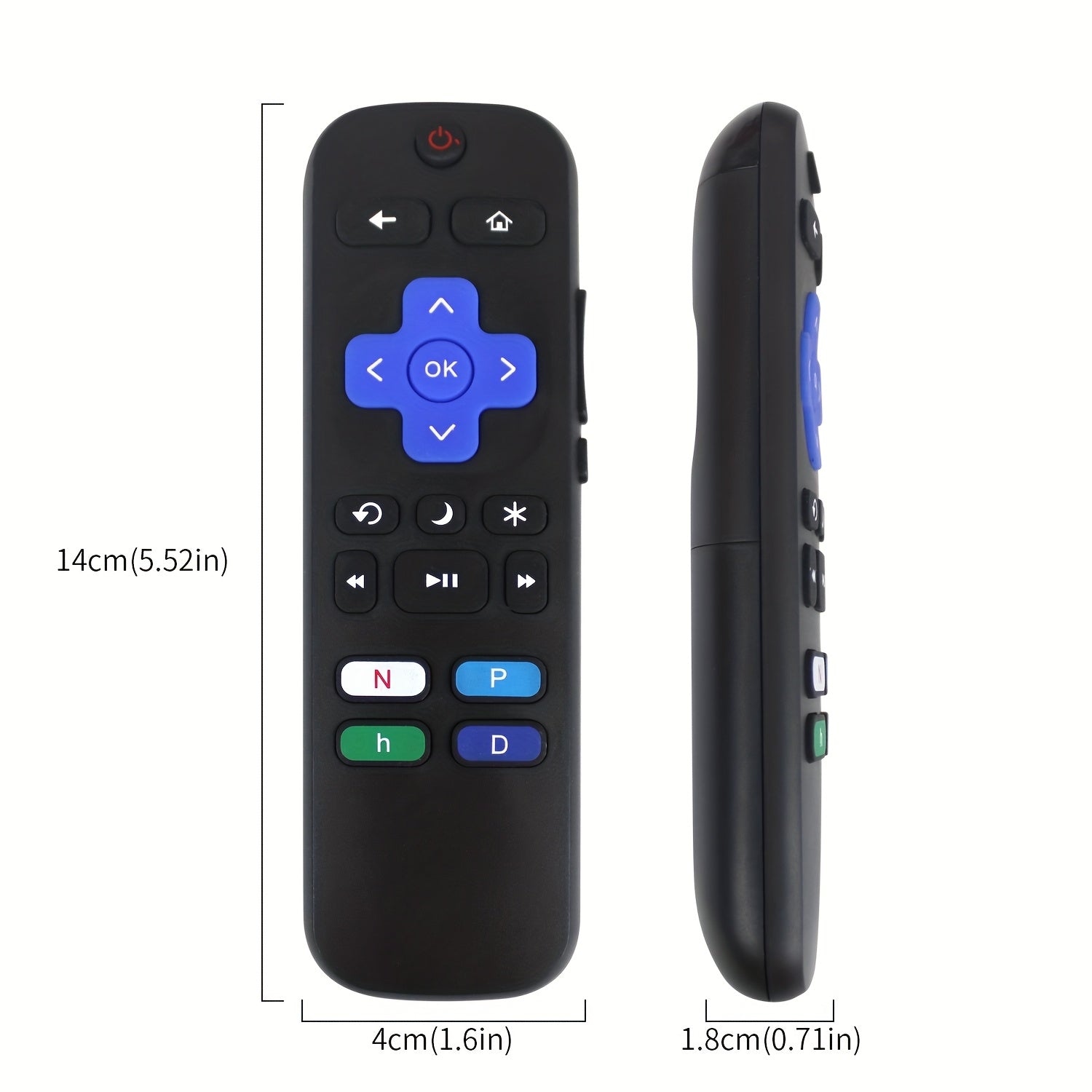 Black Infrared TV Remote Control for TCL Hisense Onn 14cm with Shortcut Buttons