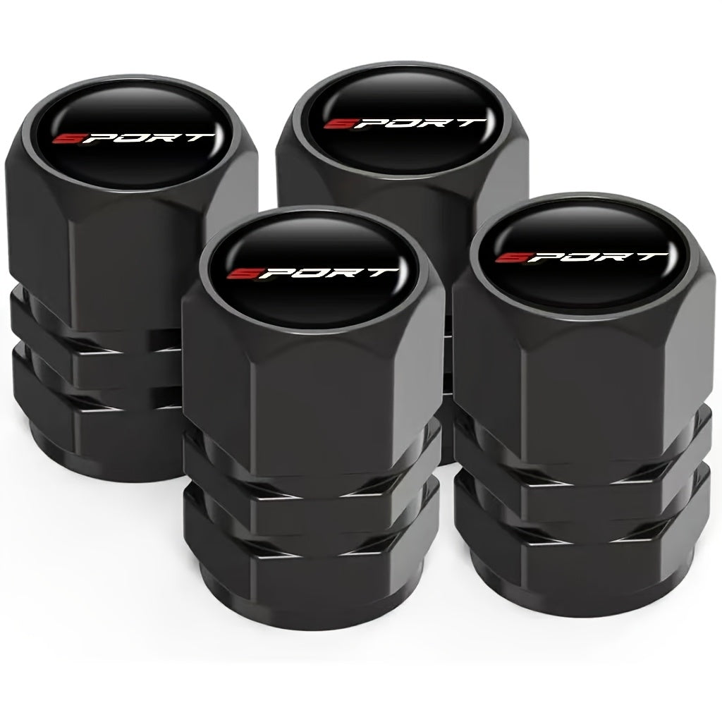 Aluminum Valve Caps Set for Cars and Motorcycles, Sport Pattern, 4/8/12 Pieces