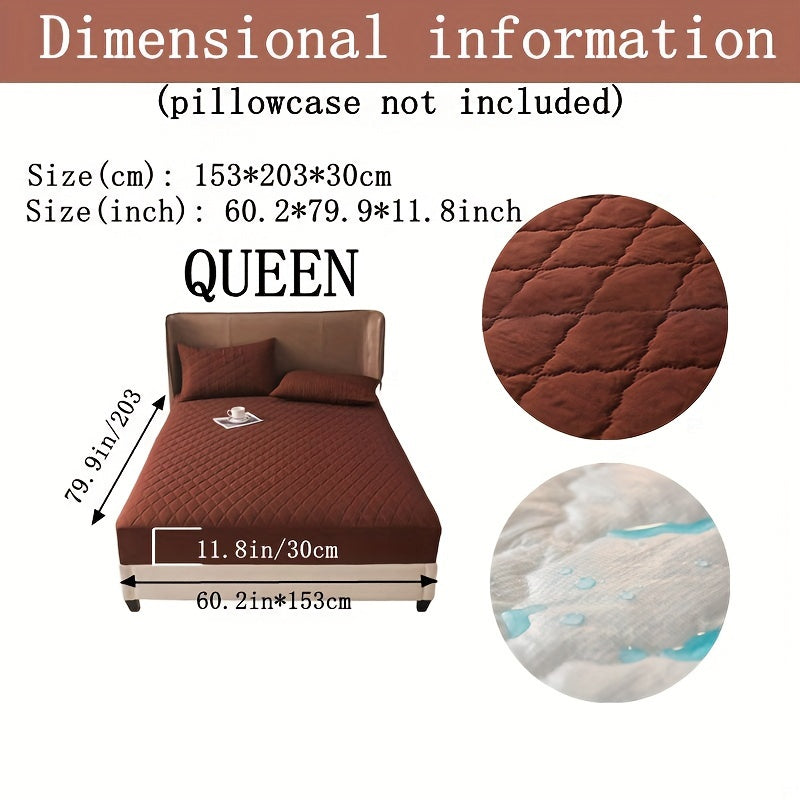 Waterproof Fitted Sheet with Geometric Embossed Pattern Deep Pocket Bed Sheet for Bedroom and Guest Room