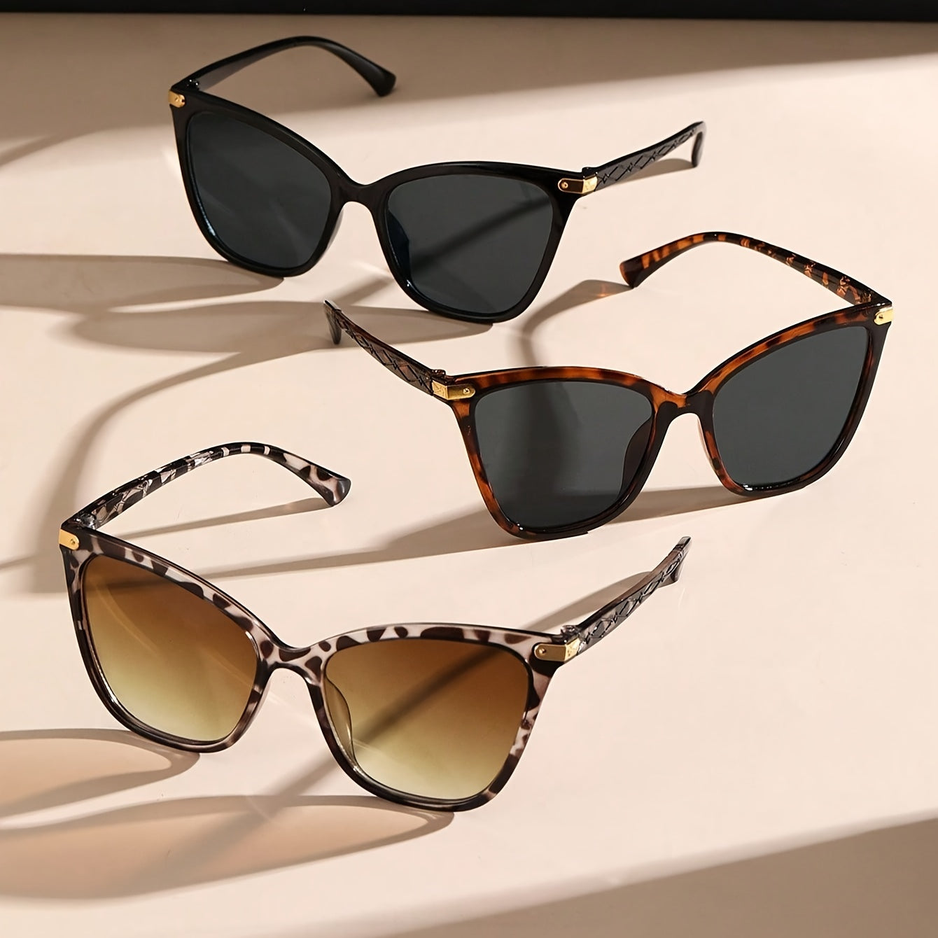 Women’s Boho Cat Eye Glasses 3-Pack Polycarbonate Frames Anti-Reflective Lenses