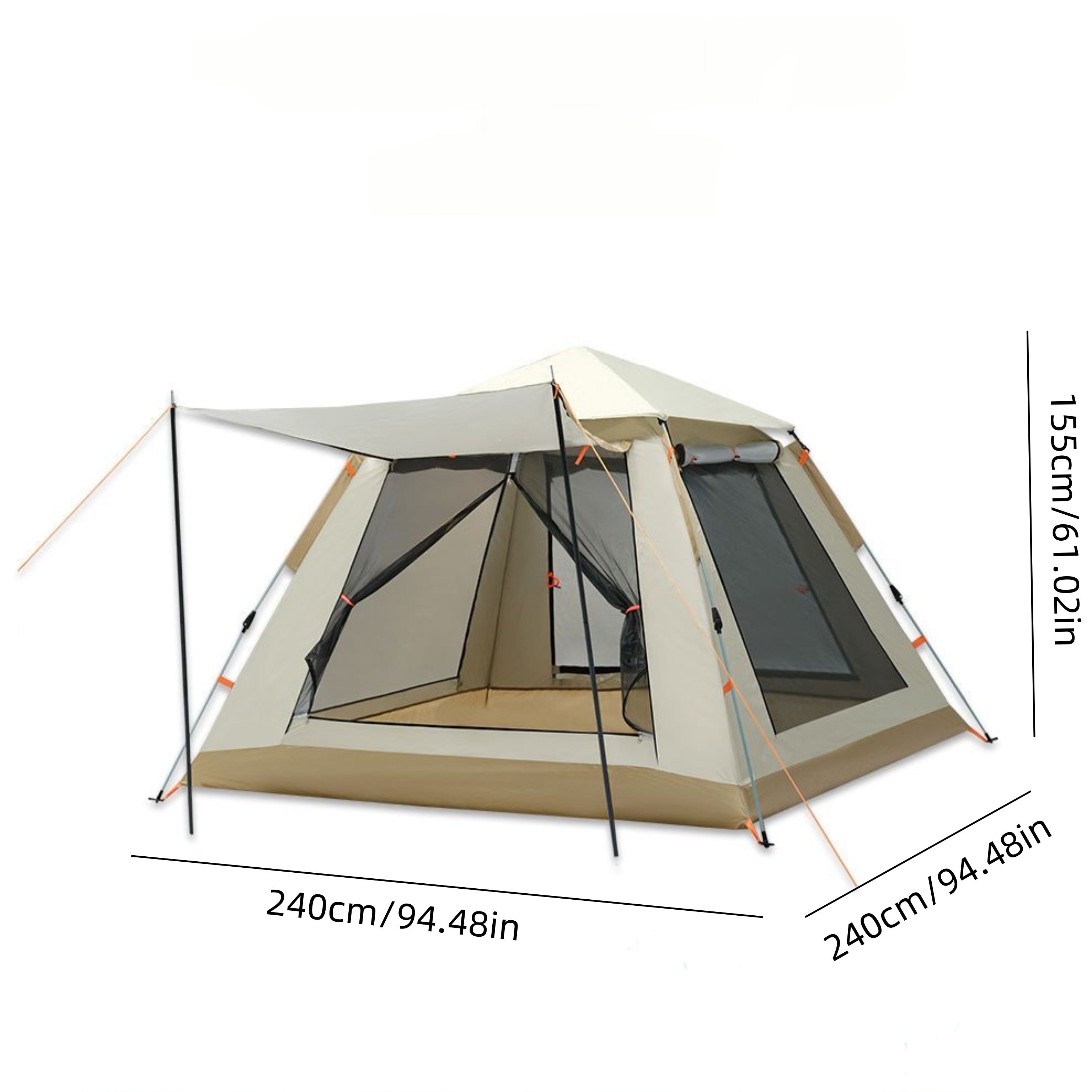 8-Person Family Camping Tent with Canopy Mosquito Net Windproof All-Season Beige UV Protection