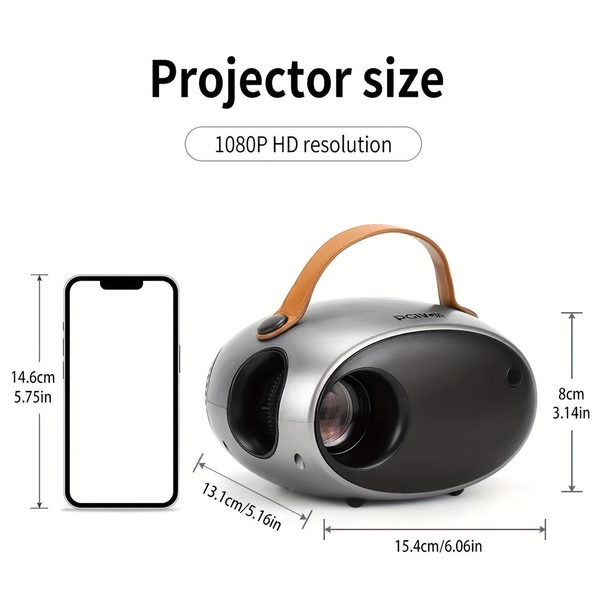 Портативный проектор 7500 люмен, 1080P, беспроводной, совместим с смартфонами