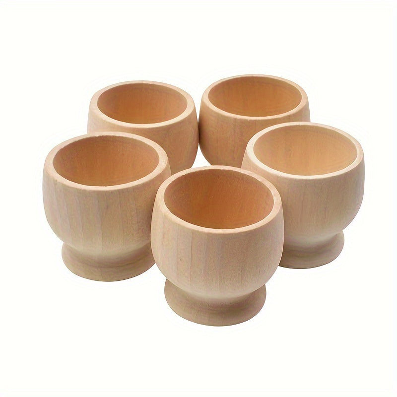 Set of Five Wooden Egg Holder Charms for Decoration