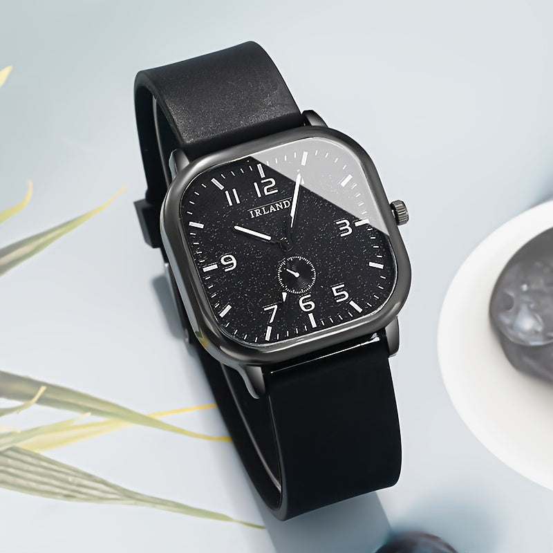 Men's Quartz Watch Square Dial Alloy Case Silicone Strap Not Waterproof Business Casual