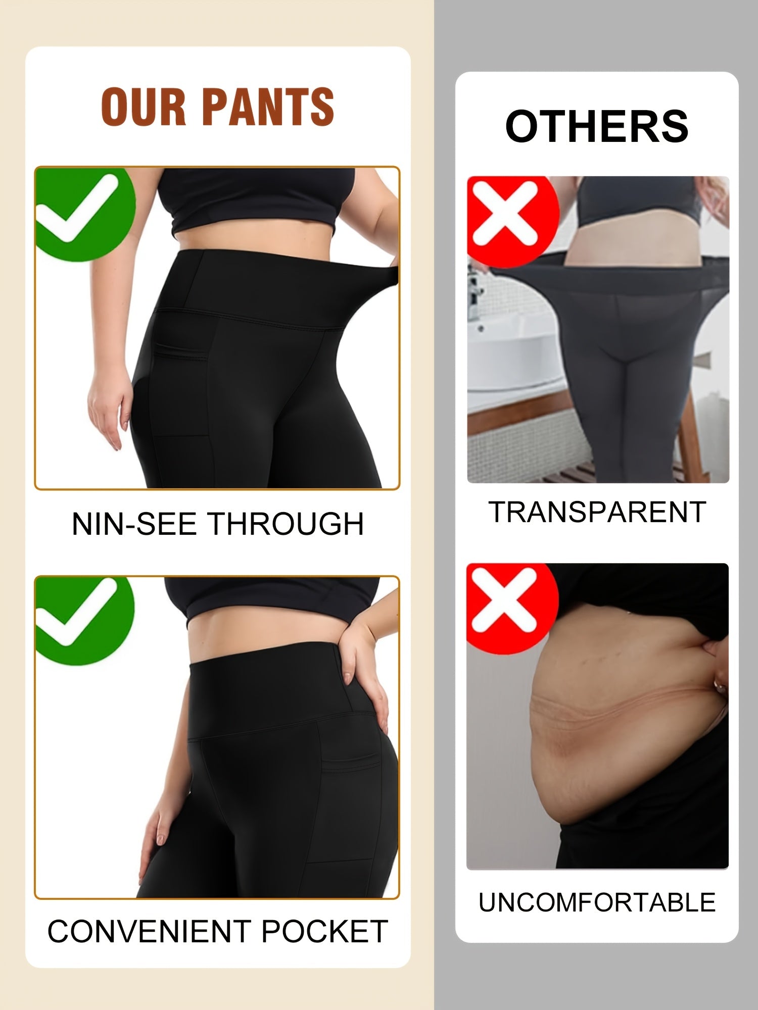 Plus Size Women’s Leggings High Waist Tummy Control Soft Yoga Pants for Workout