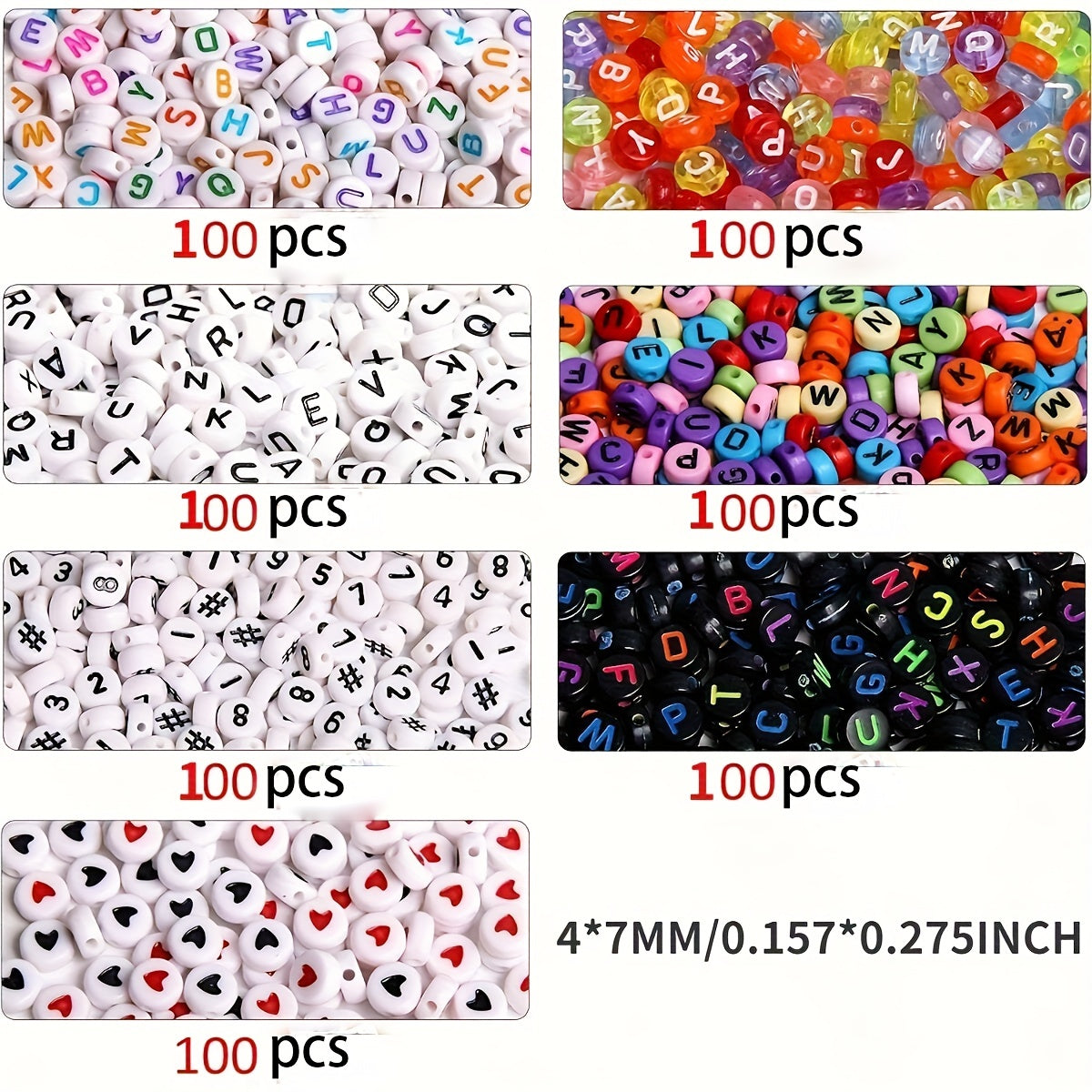 700 Pieces of Round Letter Beads Kit for Jewelry Making in 7 Colors Acrylic Alphabet and Number Beads