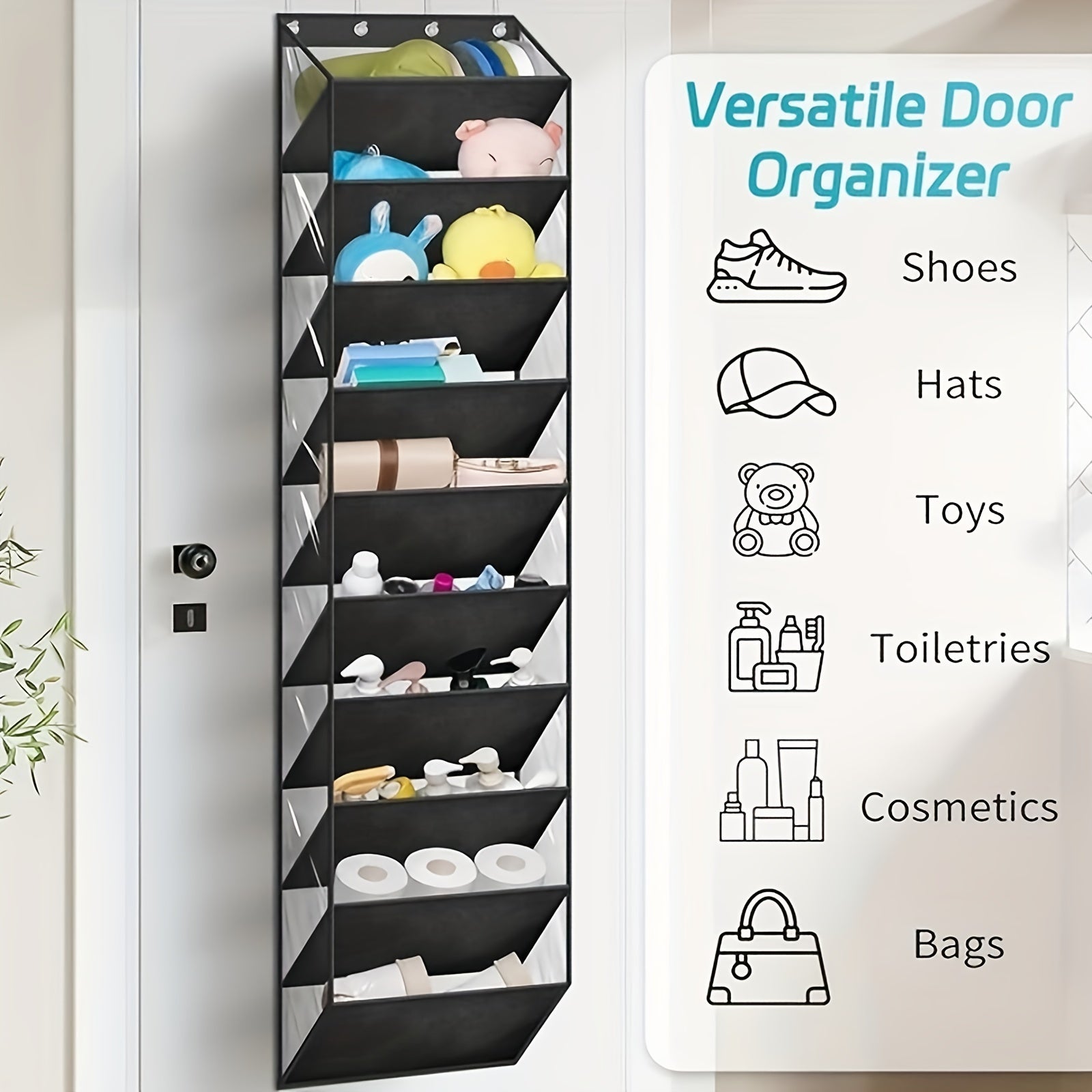 Over-the-Door Shoe Organizer 20 Pairs 10-Tier Foldable Plastic Closet Storage