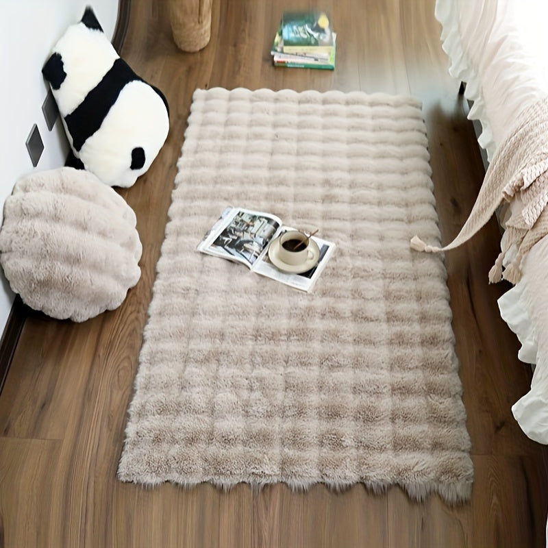 Alfombra de terciopelo burbuja suave y esponjosa para dormitorio y sala de estar antideslizante e impermeable