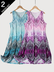 Women's Large Size V-Neck Vest and Sleep Skirt Two-Piece Set