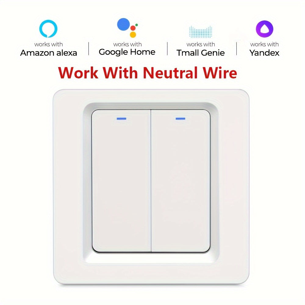 WiFi Smart Light Switch Single Pole App Voice Control Neutral Wire Required